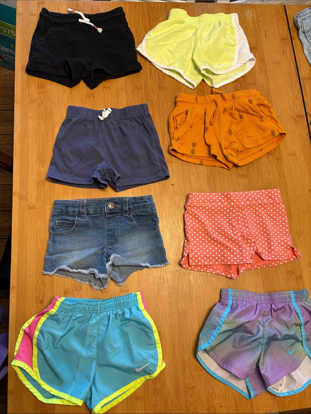 Nike Assorted Girls Shorts Pack with Coral Polka Dot and Denim Bundle 3T